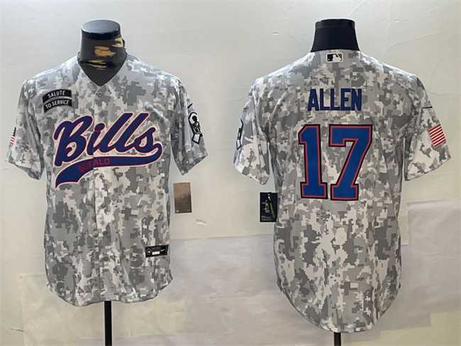 Men%27s Buffalo Bills #17 Josh Allen 2024 Arctic Camo Salute To Service Stitched Baseball Jersey